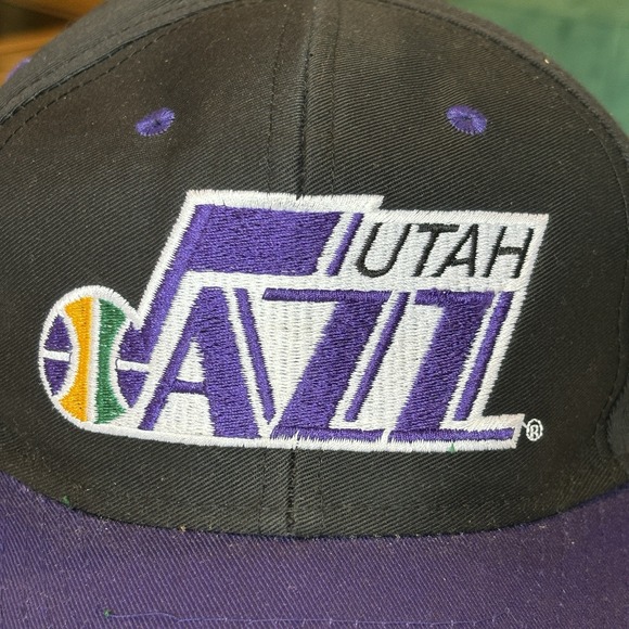 Logo 7 Utah Jazz Snapback Hat Blockhead NBA Basketball Vintage 90s - Picture 2 of 9